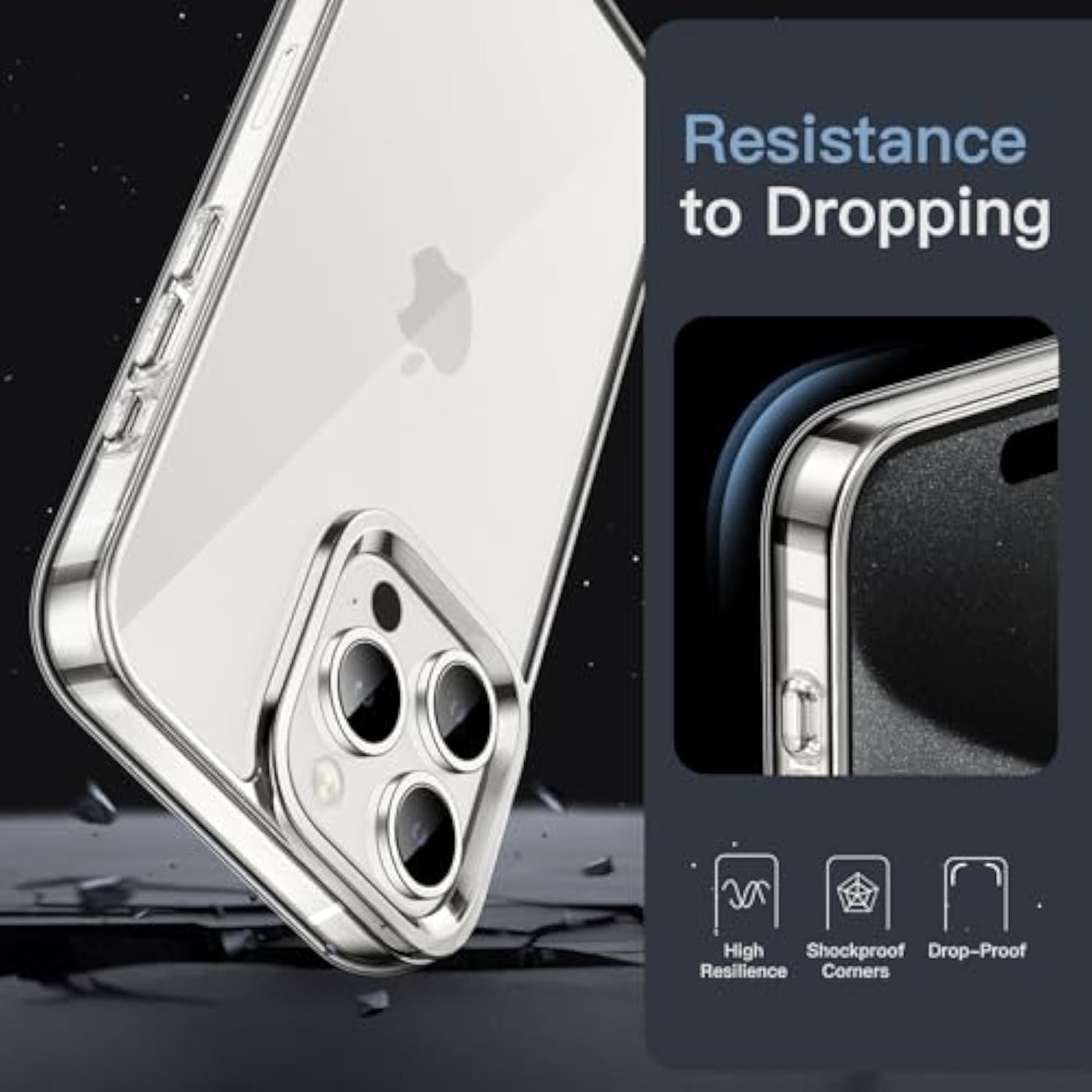 JETech Case for iPhone 15 Pro 6.1-Inch, Non-Yellowing Shockproof Phone Bumper Cover, Anti-Scratch Clear Back (Clear)
