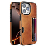 Leather Case For Iphone 16 Pro Max With Card Holder Soft Leather Wallet Case, Protective Slim Shockproof Phone Cover For Man Women (Brown)