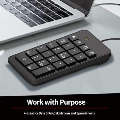 Wired Usb C Number Pad - 23 Keys Type C Numeric Keypad Upgraded Version Of 10 Key Usb Keyboard Financial Accounting Numpad Compatible For Laptop, Pc, Macbook, Notebook, Desktop,Surface Pro