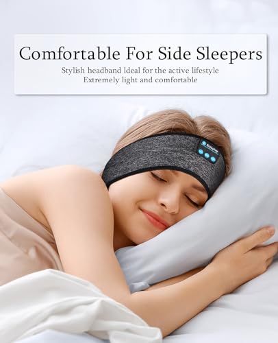 Enj01 Bluetooth 5.2 Wireless Sleep Headphones - Grey, Modern, Comfortable For Side Sleepers, Adults & Teens - 10H Battery, 2-Year