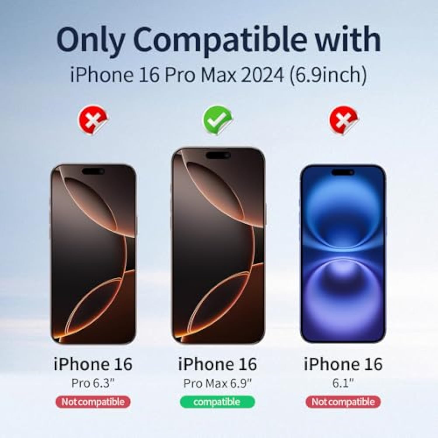 [2 Pack Matte Glass Screen Protector Compatible For Iphone 16 Pro Max 6.9Inch 2024, Anti-Glare & Fingerprint Anti-Reflective No Bubbles Install Frame Smooth As Silk Tempered Glass