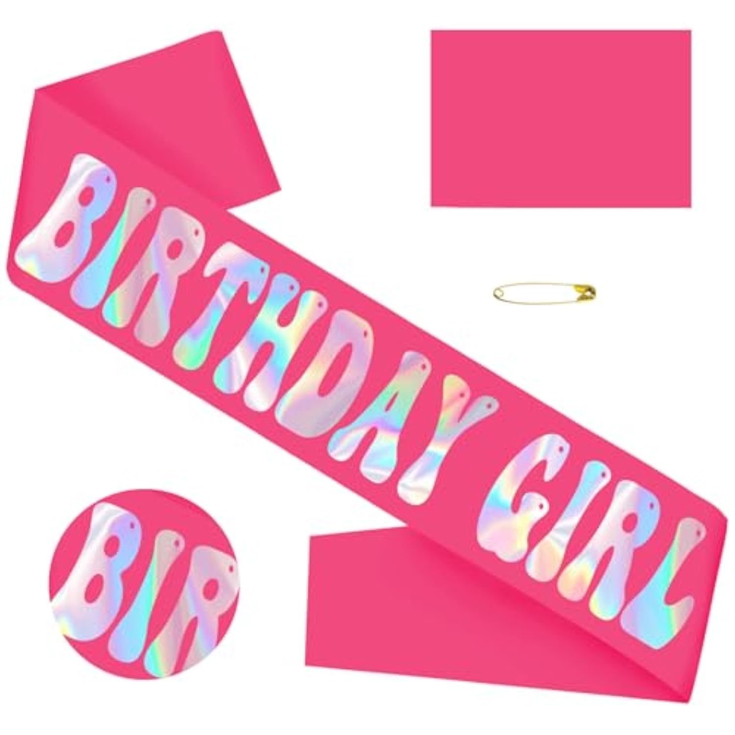 Birthday Girl Sash With Iridescent Foil - Hot Pink Birthday Sash For Women - Happy Birthday Sash For Official Teenager Sweet 16, 18Th 21St 30Th 40Th 50Th Or Any Other Bday Party