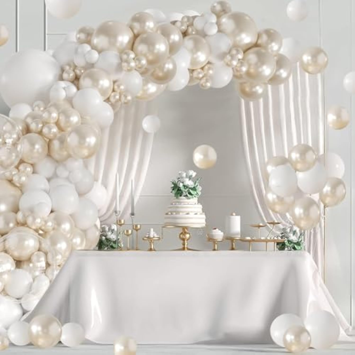 Pearl White Balloon Arch Kit 101pcs for Weddings, Showers, Birthdays & Party Décor