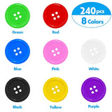 240 Pcs In 8 Colors Round Multicolored 4 Holes Resin Buttons 25Mm For