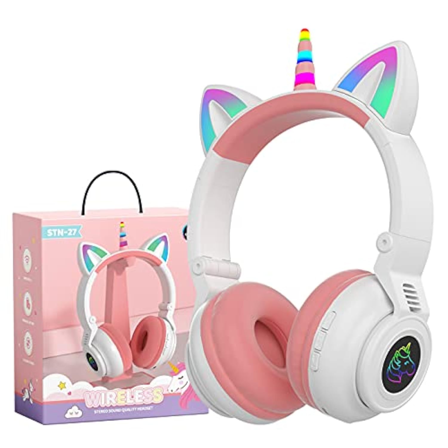 Unicorn Kids Headphones For Girls,Unicorn Bluetooth Headphones Foldable For Gi
