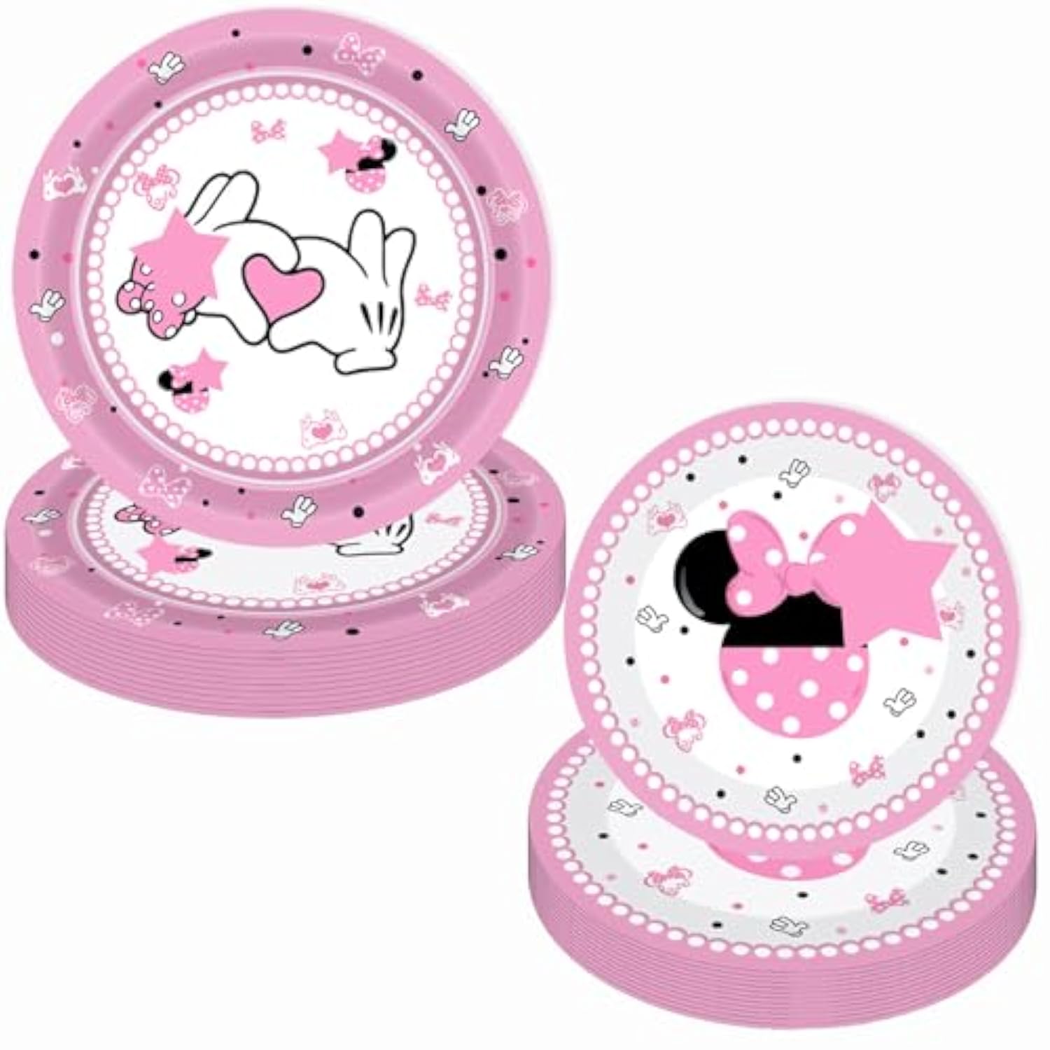 80 Pcs Pink Cartoon Birthday Party Decorations, Pink Girls Dessert Plates Napkins Forks Tableware Kit For Baby Shower Girls 1St 2Nd 3Rd 4Th 5Th 6Th 7Th Birthday Party Decorations Supplies