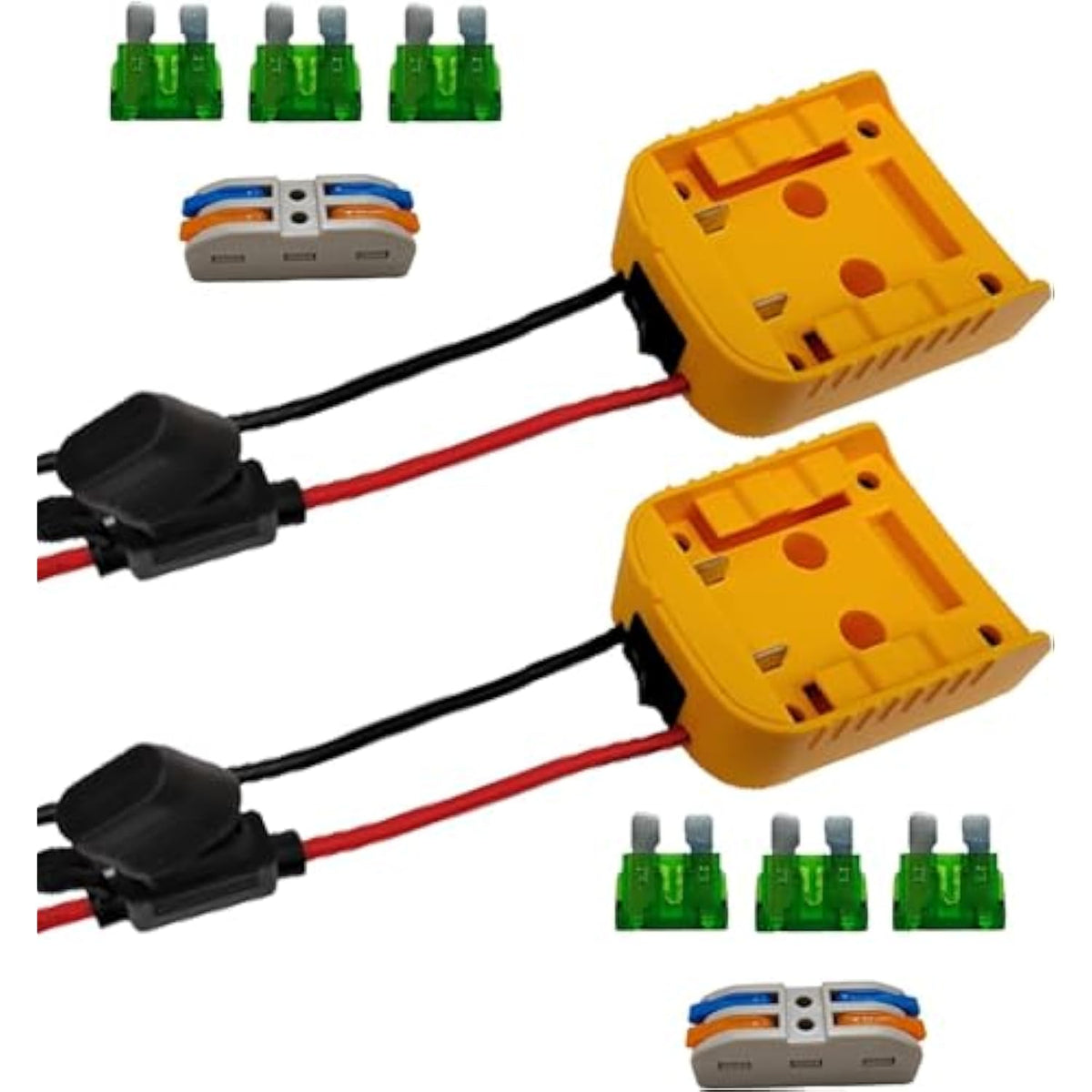2-Pack Power Wheels Battery Adapter for DeWalt 18V–60V with Switch and Fuse