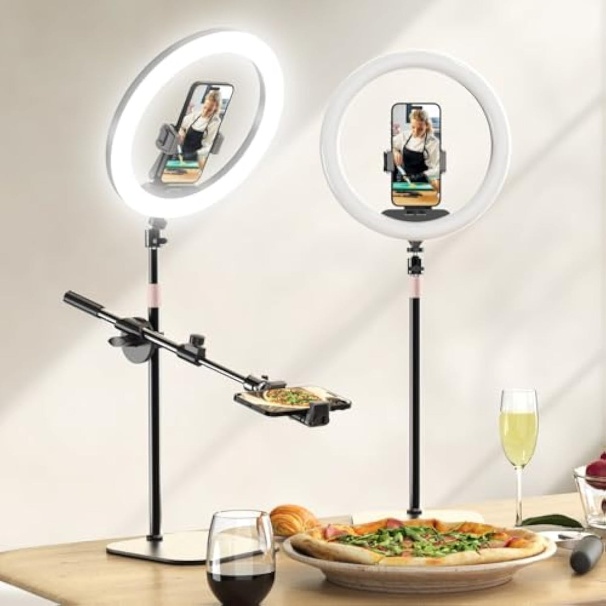 12" Desk Ring Light With Stand And Phone Holder, Overhead Phone Mount For Video Recording, Zoom Meeting, Live Streaming, Tiktok, Youtube?Compatible With Iphone, Android, Cameras