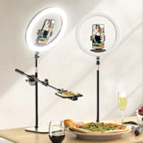12" Desk Ring Light With Stand And Phone Holder, Overhead Phone Mount For Video Recording, Zoom Meeting, Live Streaming, Tiktok, Youtube?Compatible With Iphone, Android, Cameras
