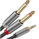3.5Mm 1/8" Trs To Dual 6.35Mm 1/4" Ts Mono Stereo Y-Cable Splitter Cord For Smartphone, Computer, Cd Player, Speakers And Home Systems Amplifier, 6.6Ft