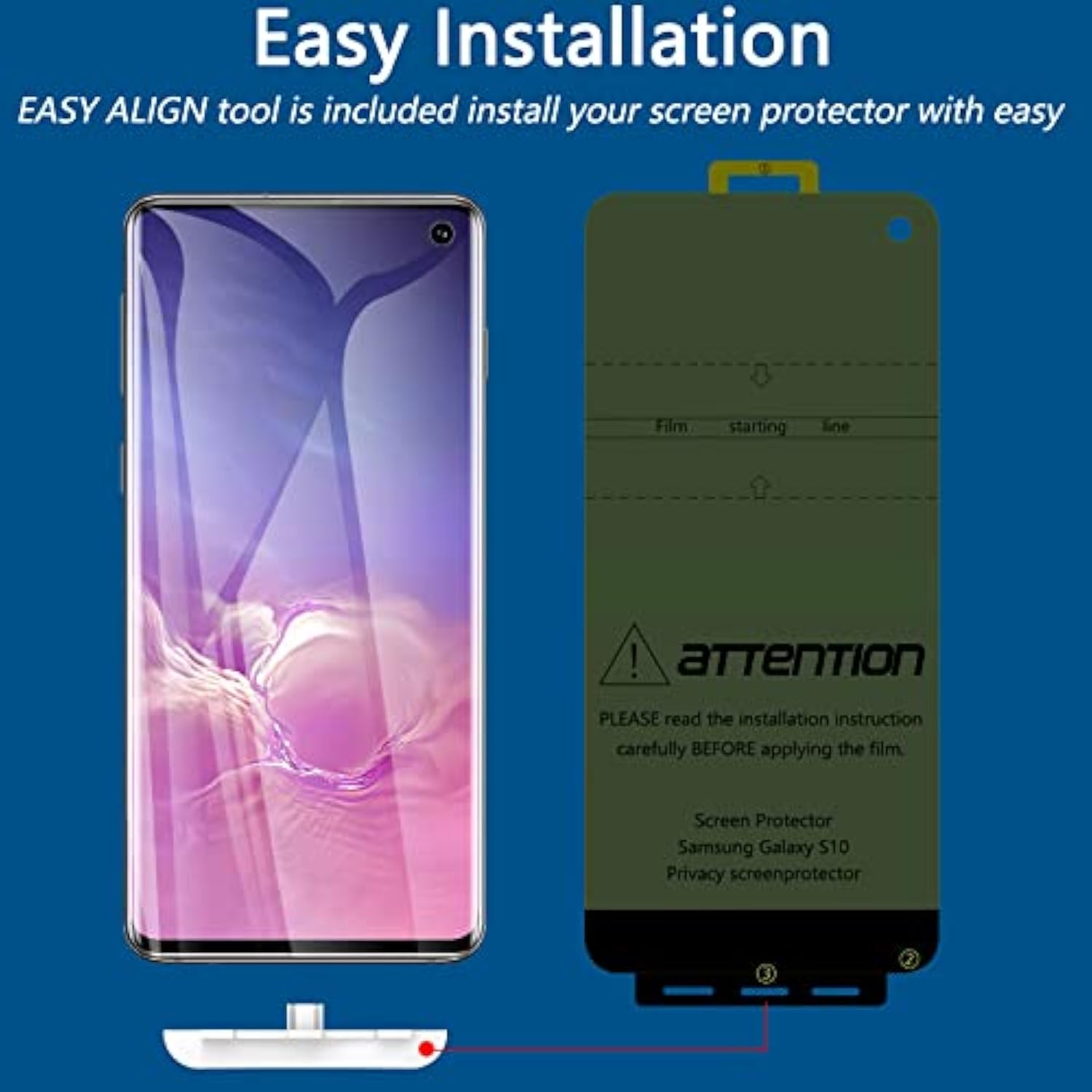 [2+2 Pack] For Samsung Galaxy S10 Privacy Screen Protector [Support Fingerprint Id] Anti-Spy Full Adhesive Flexible Film + Camera Lens Glass Protector For Galaxy S10 6.1”