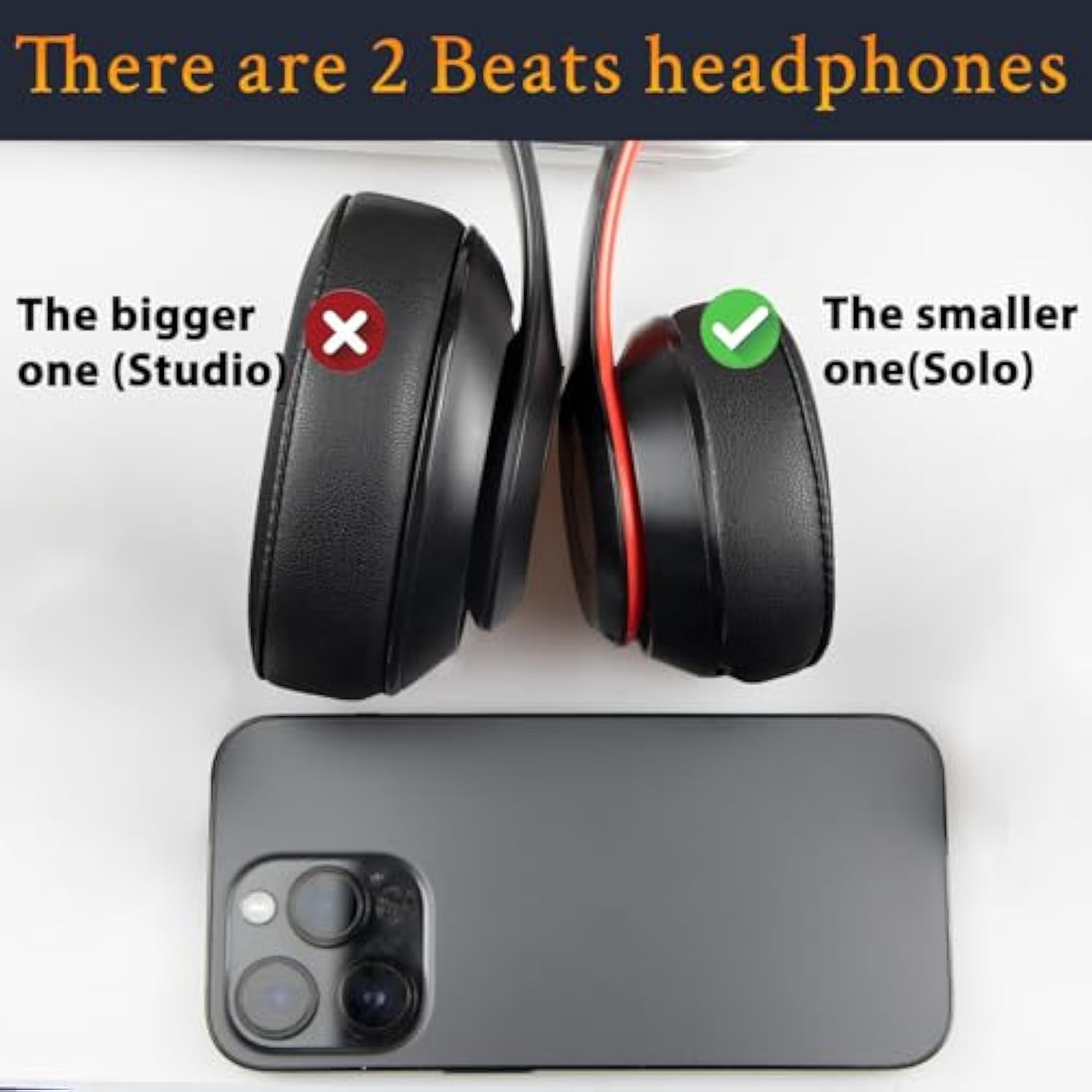Lambskin Earpads Cushions Replacement For Beats Solo 2 & Solo 3 Wireless On-Ear Headphones, Solo2 Solo3 Ear Pads With High-Density Foam, Added Thickness - Red