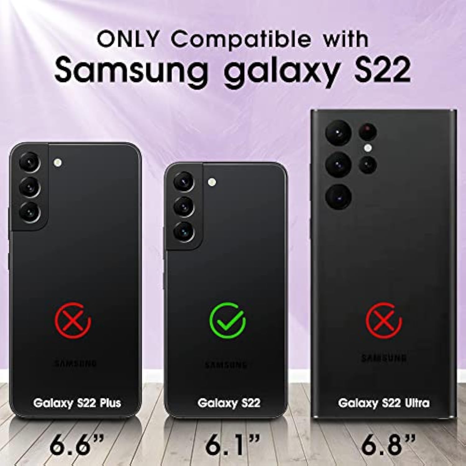 For Samsung Galaxy S22 Case With Hd Screen Protector, [Military Grade] Shockproof Protection Case With 360° Magnetic Ring Holder Kickstand Phone Case For Samsung S22,Purple