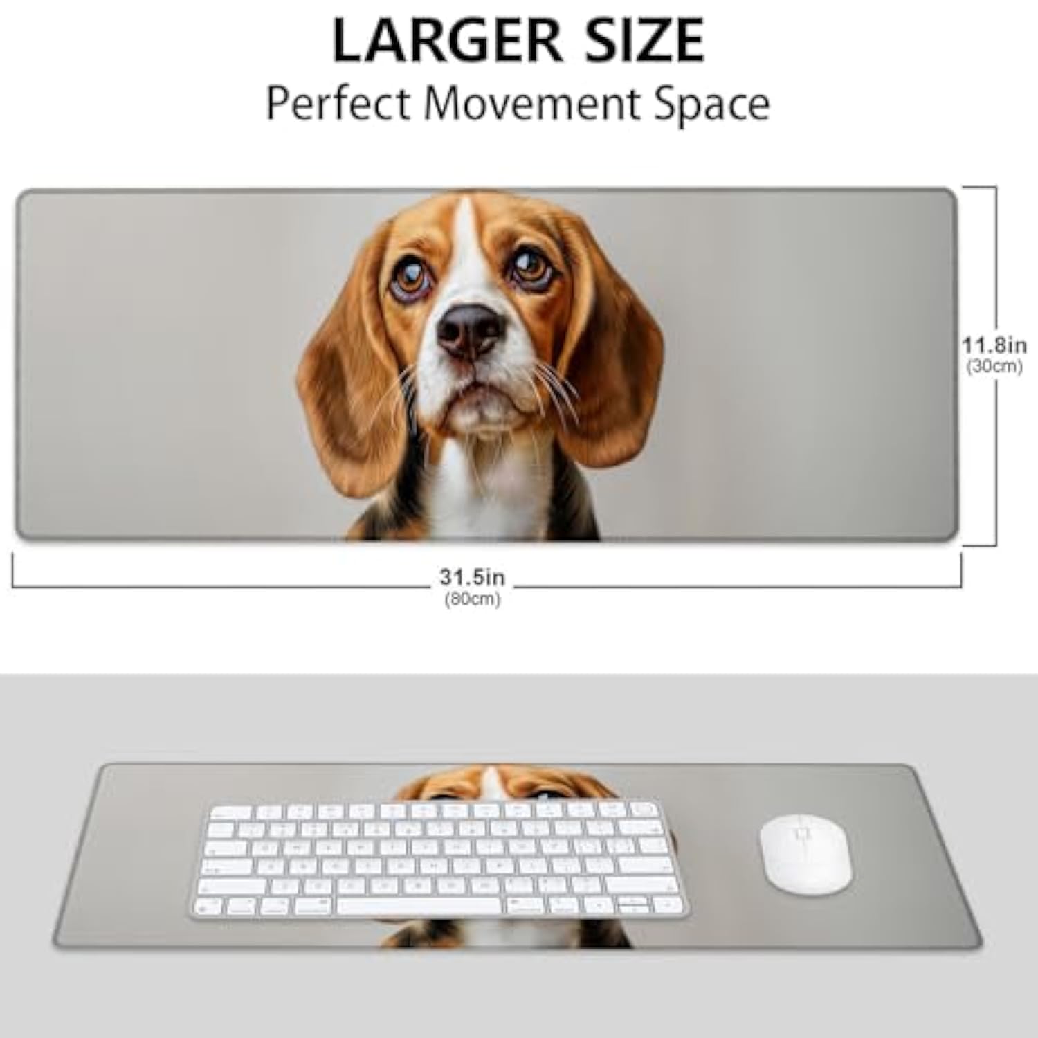 Beagle Large Mouse Pad, Gaming Mouse Pad, Non-Slip Rubber Base, Office Accessories, Desk Mat, Dog Mousepads For School, Work, Home Decor Gifts 31.5" X 11.8"