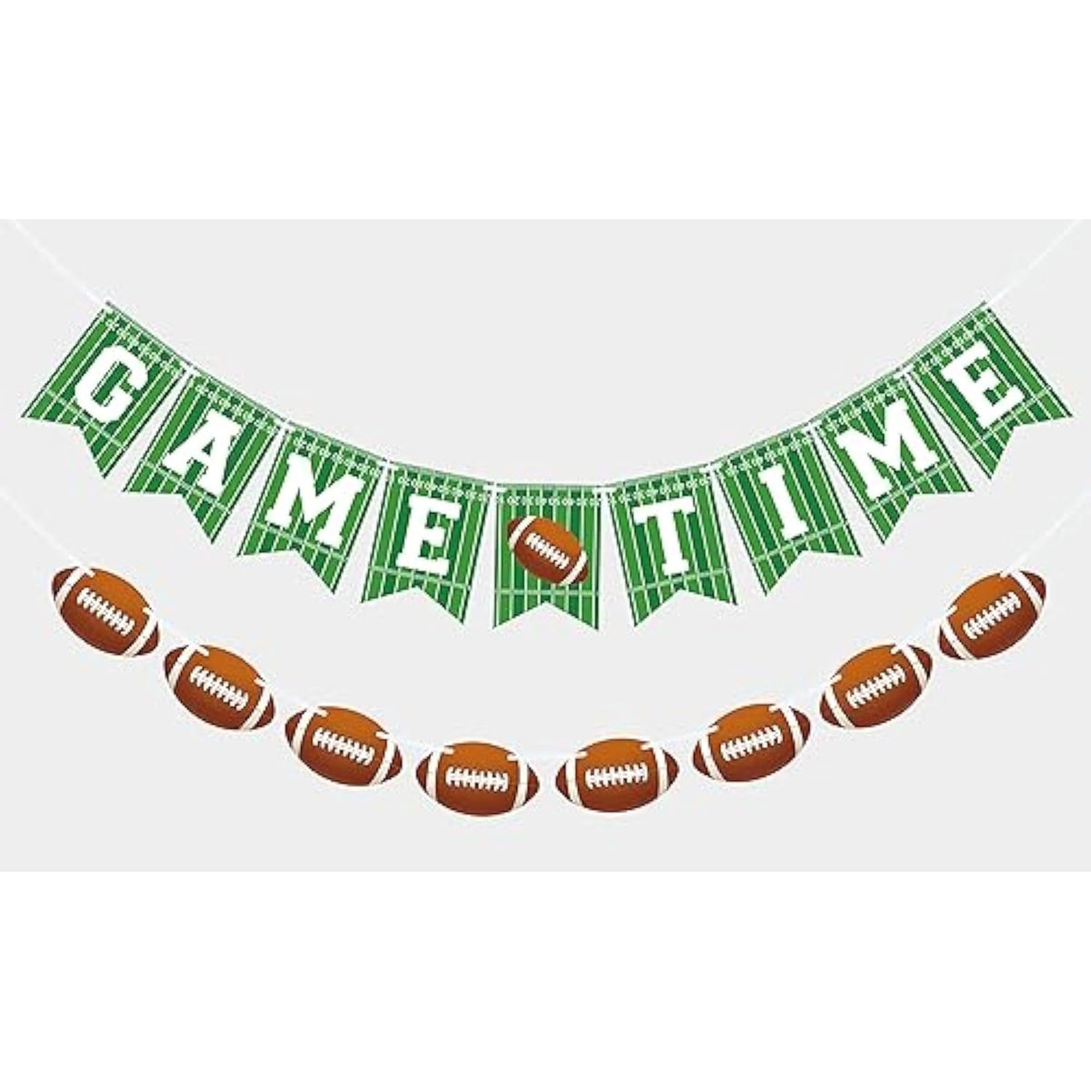 2 Pcs Game Time Football Banner - Garland for Game Day & Sports Party Decor