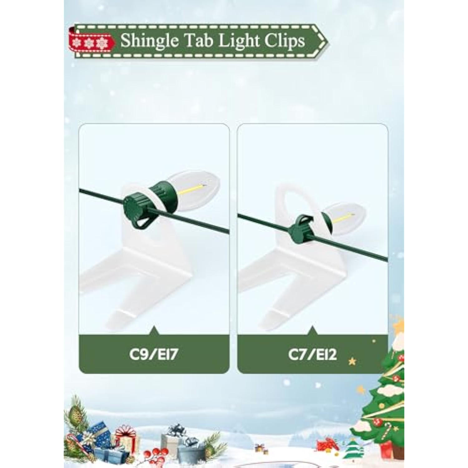 All In One Christmas Light Clips, Universal Gutter Hooks And Shingle Clip For C7, C9 And Mini Lights, 400 Pack