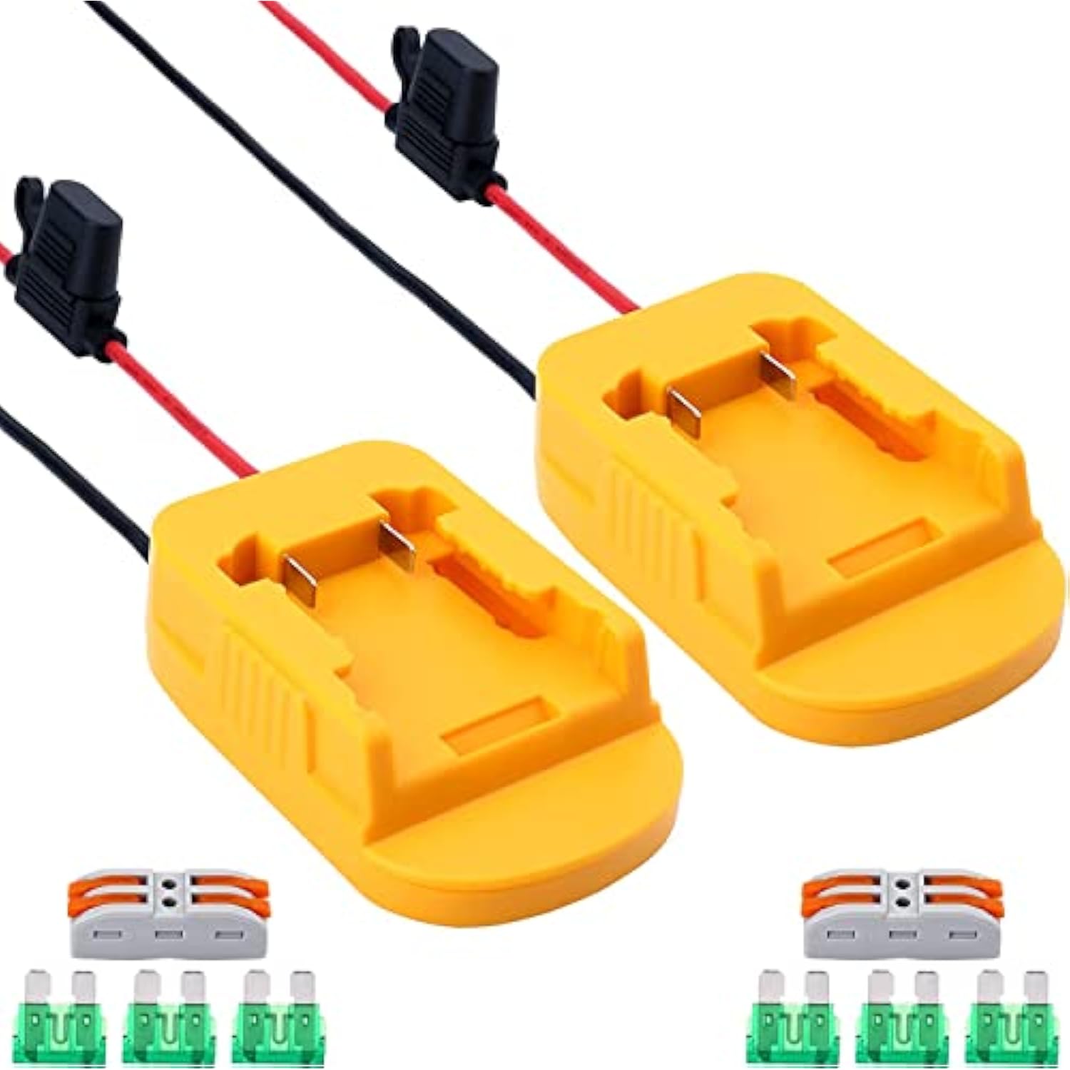 2 Packs Power Wheel Battery Adapter For Dewalt 20V Max Lithium Battery Dcb205 Dcb206 Converter Kit With Fuses & Wire Terminals, Power Connector For Diy Rc Car Toys, E-Bike, Robotics And Rc Truck