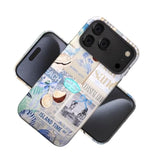 Cute Patterns Shockproof Protective Aesthetic Phone Case for iPhone 17 Pro Max 6.9" with Stylish Designs for Women Girl, Vintage Beach Blue Collage Coast Collage