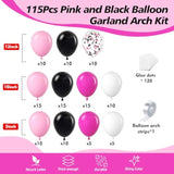 115pcs Pink, Black & White Balloon Garland Kit for Birthday, Baby Shower, or Theme Parties