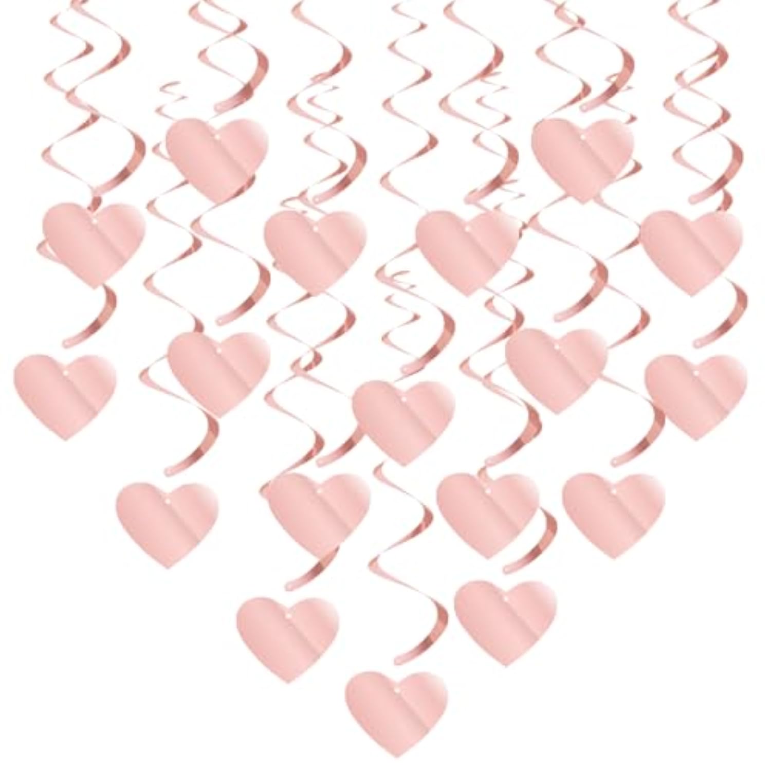 Pink Valentines-Day Heart Party-Decorations Garland - 18Pcs Romantic Special Night Galentines Swirl Streamers Banner,Engagement Baby Shower Wedding Anniversary Love Hanging Decor