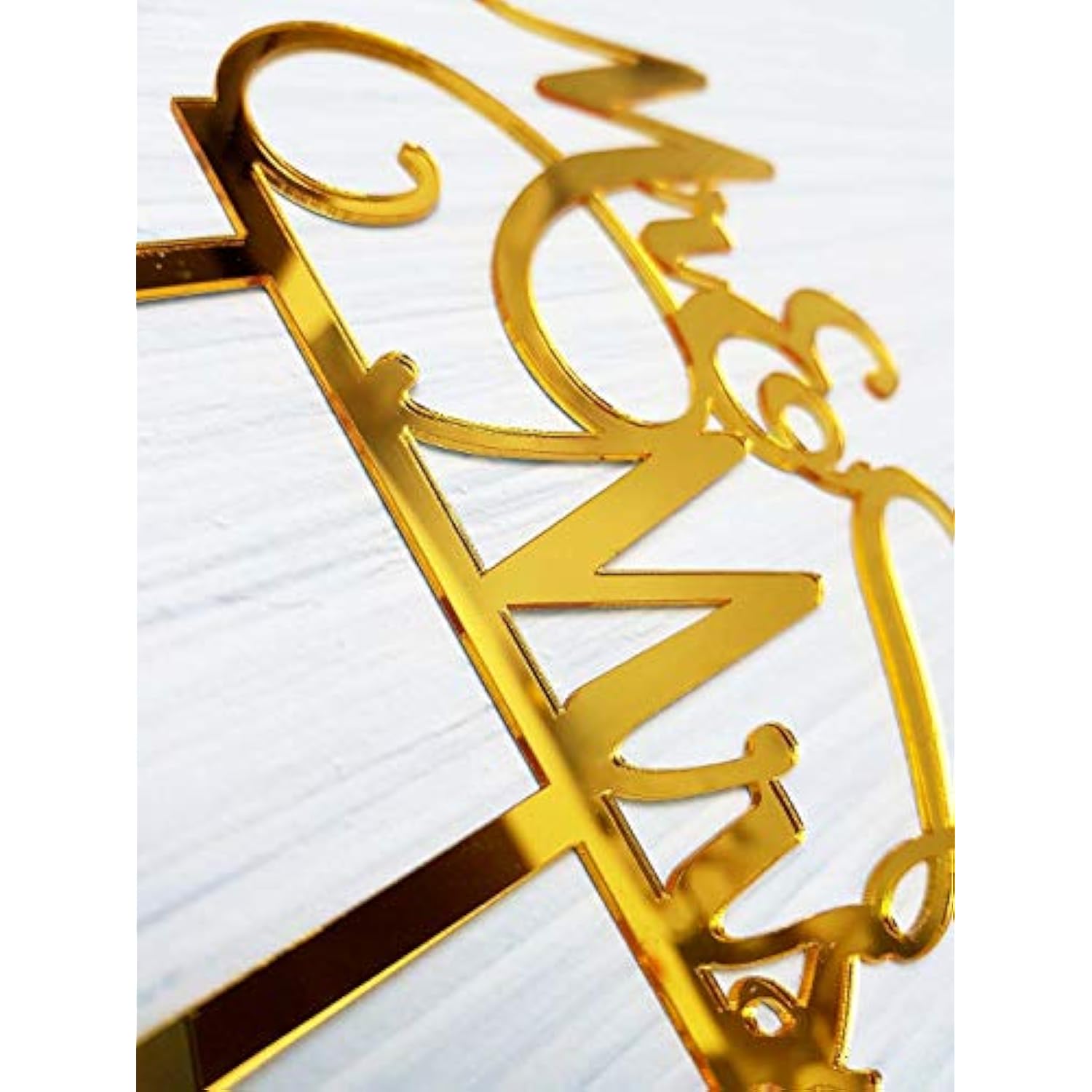 Mr And Mrs Cake Topper, Bride And Groom Sign Wedding/Engagement Cake Toppers Decoration, Mirror Gold Acrylic