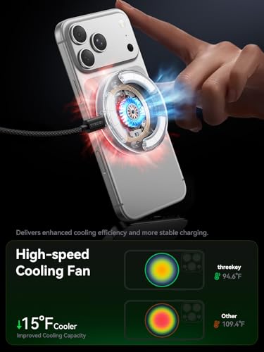 Qi2.2 Magnetic Wireless Charger: 25W Fast Charging Pad with Cooling Fan, Wireless Phone Charger with 6.6ft Cable for iPhone 17/16/15/14/13/12