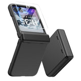 For Motorola Razr 2024 Case, Built-In Outer Screen Protector & Hinge Protection, Slim Fit Hard Full Body Shockproof Phone Cover For Moto Razr 2024, Black