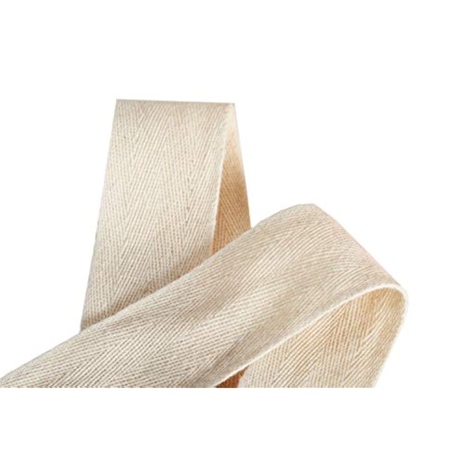 50 Yards Cotton Twill Tape Ribbon 3/4 Inch, Soft Natural Webbing Tape