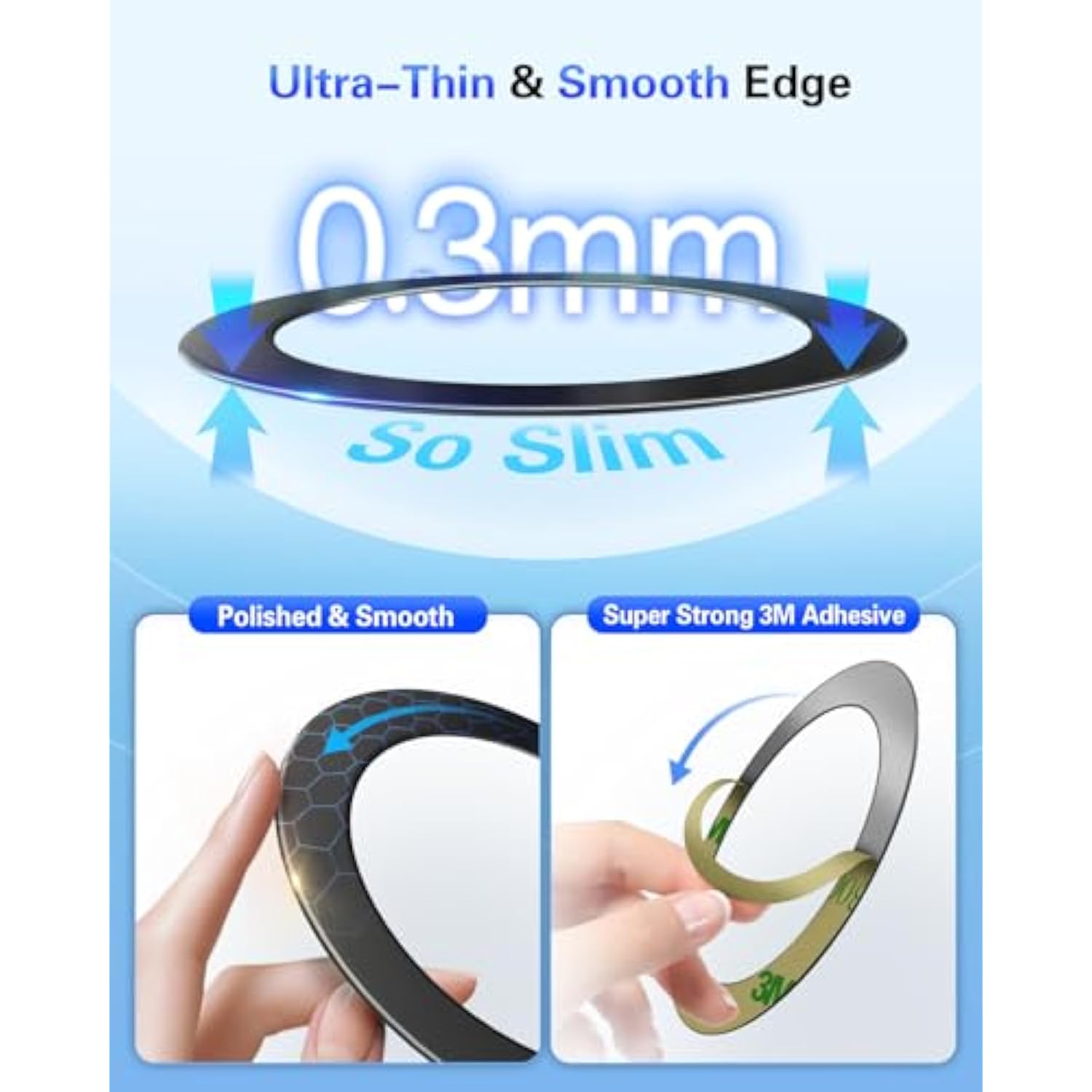 4Pcs Metal Ring For Magsafe Sticker: Ultra-Thin(0.3Mm) Mag Safe Adapter For Magnetic Pop Socket Phone Grip Wallet Car Mount, Universal 3M Adhesive Mag-Safe Ring Kit(No Magnet) For Iphone Samsung Case