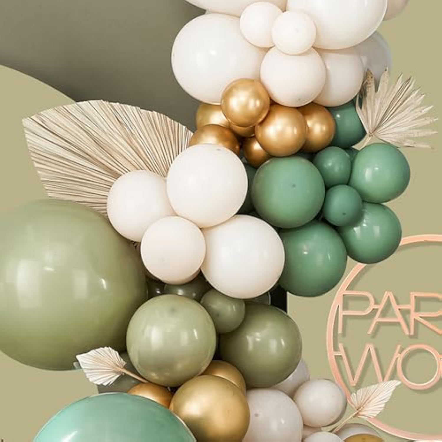 140 Pcs Olive Green Balloon Arch Kit, Sage Green Balloon Garland Kit W