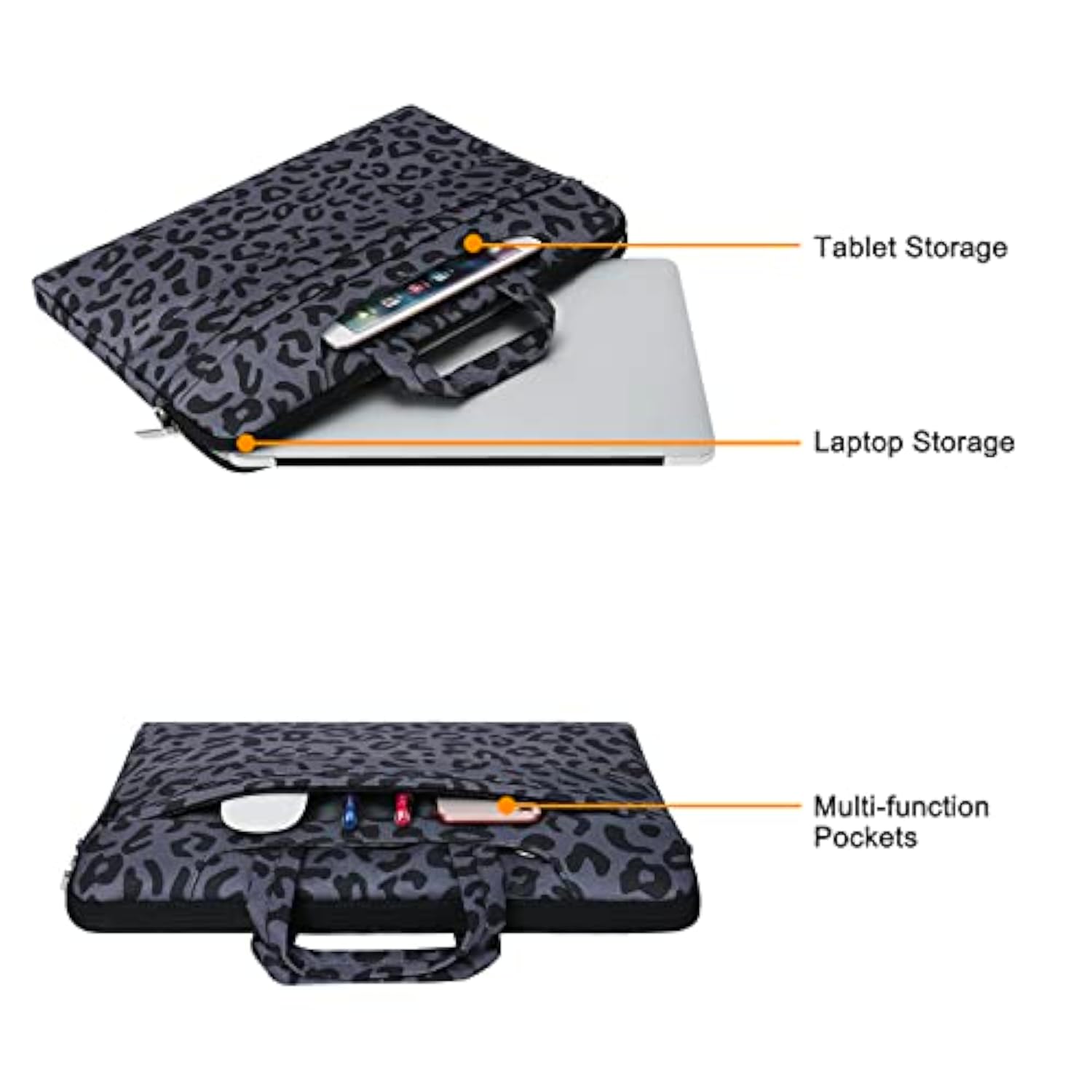 MOSISO Laptop Shoulder Bag, 15.6 inch Computer Bags Compatible with MacBook Air 15 inch M4 M3 M2/Pro 16 M4 M3 M2 M1 2025-2019, 15-15.6 inch Notebook, Leopard Grain Briefcase Sleeve with Belt