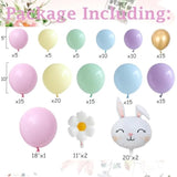 Spring Balloon Garland Arch Kit 135Pcs Macaron Pastel Balloons Garland With Daisy Flower,Rabbit Mylar Balloon For Hello Spring Baby Shower Theme Girls Birthday Easter Party Decoration