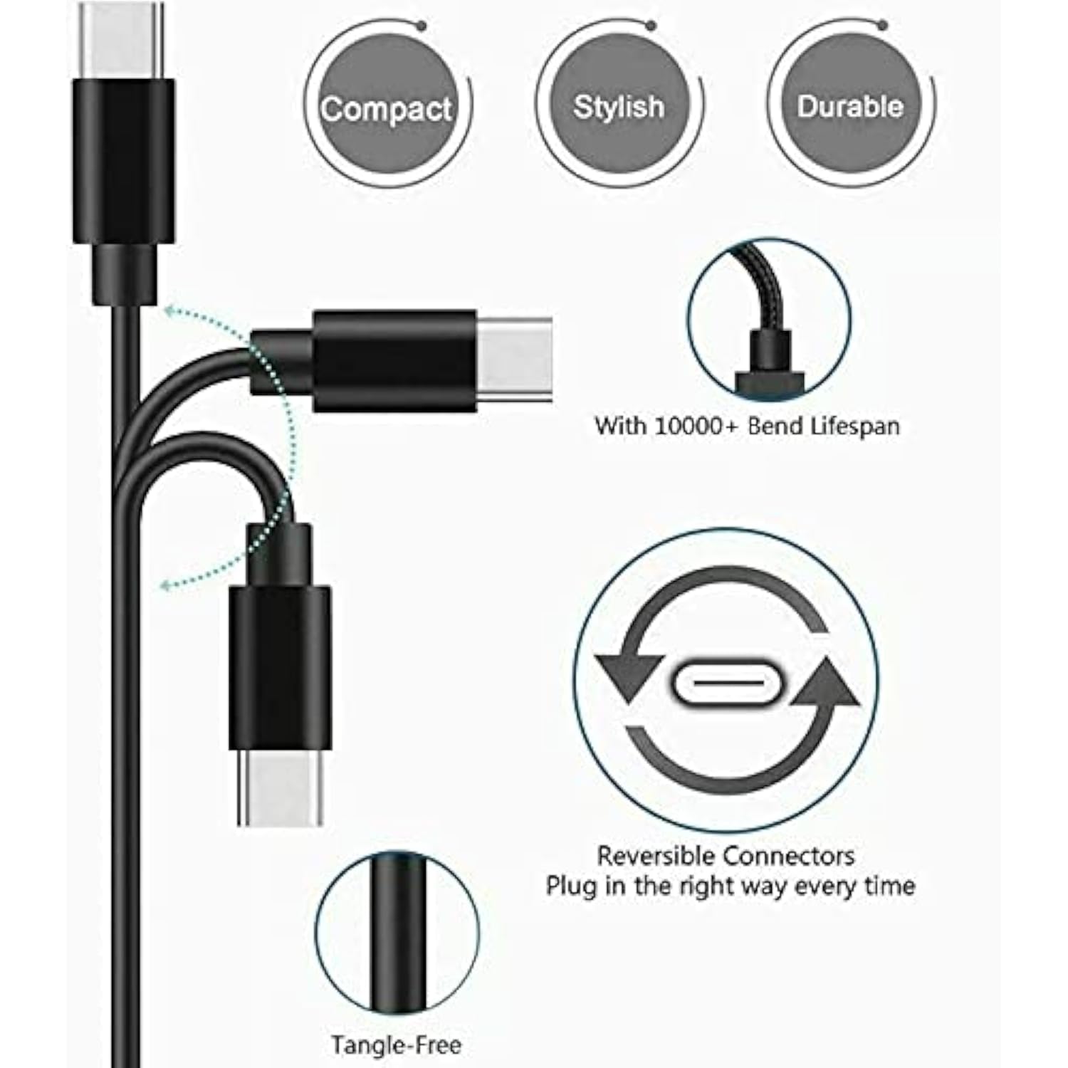 Replacement Usb-C Charger Charging Cable Cord For Tozo T20 T18 T12 T12 Pro T10 T9 T9S Nc9 Nc7 Nc2 X1 G1 A1 A2 A3 Nc9 Pro W1 W3 W8 Pb2,Raycon,Beats Earbuds & More Usb-C Sony Bose Earbuds Headphones