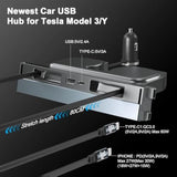 65W Usb Hub For Tesla Model 3 Highland/Model Y Juniper 2024 2025 Waterproof - 4Ports Fast Charger Tesla Accessories For Tesla Phone Charger 2 Type-C Fast Charging Cables