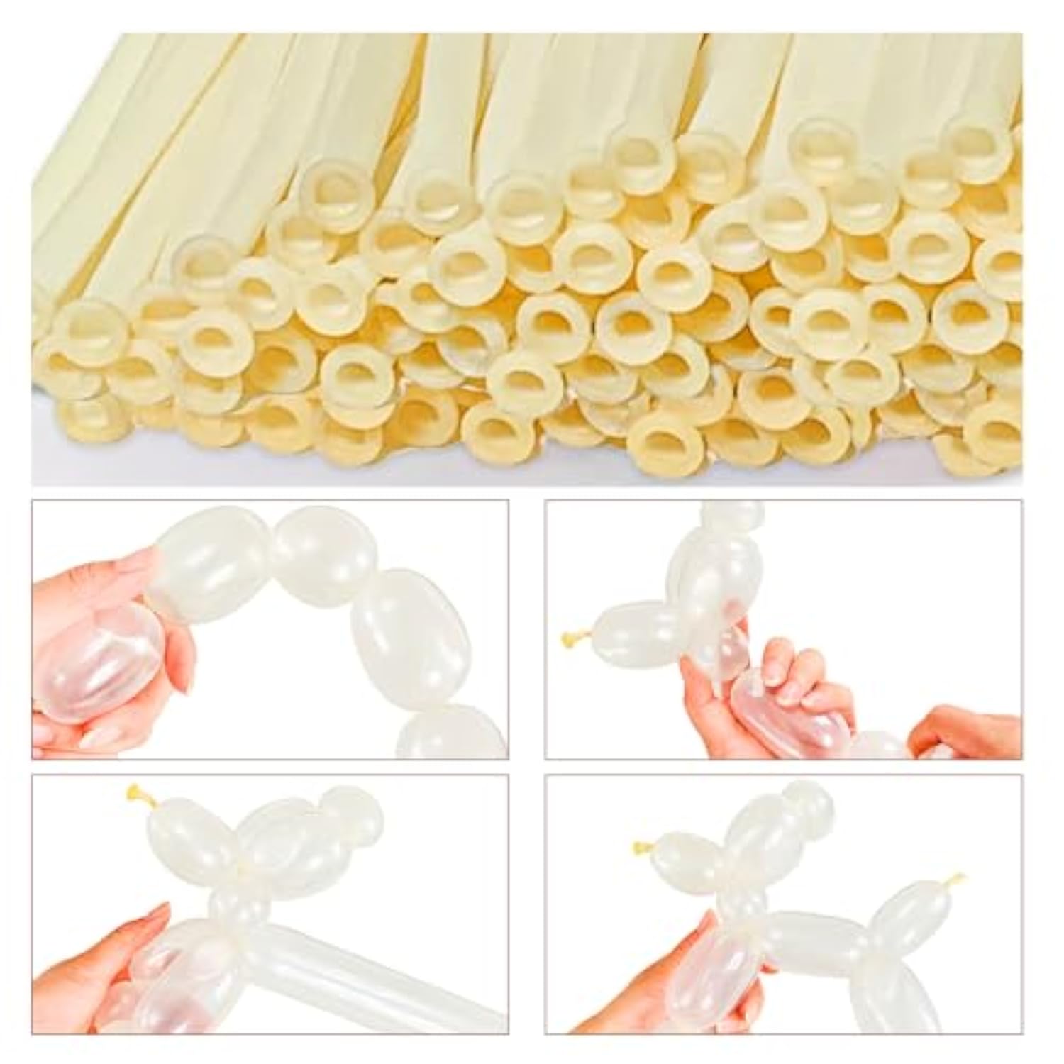 100 Pack Clear 260 Long Latex Balloons Twisting Animal Balloons for Party Decorations