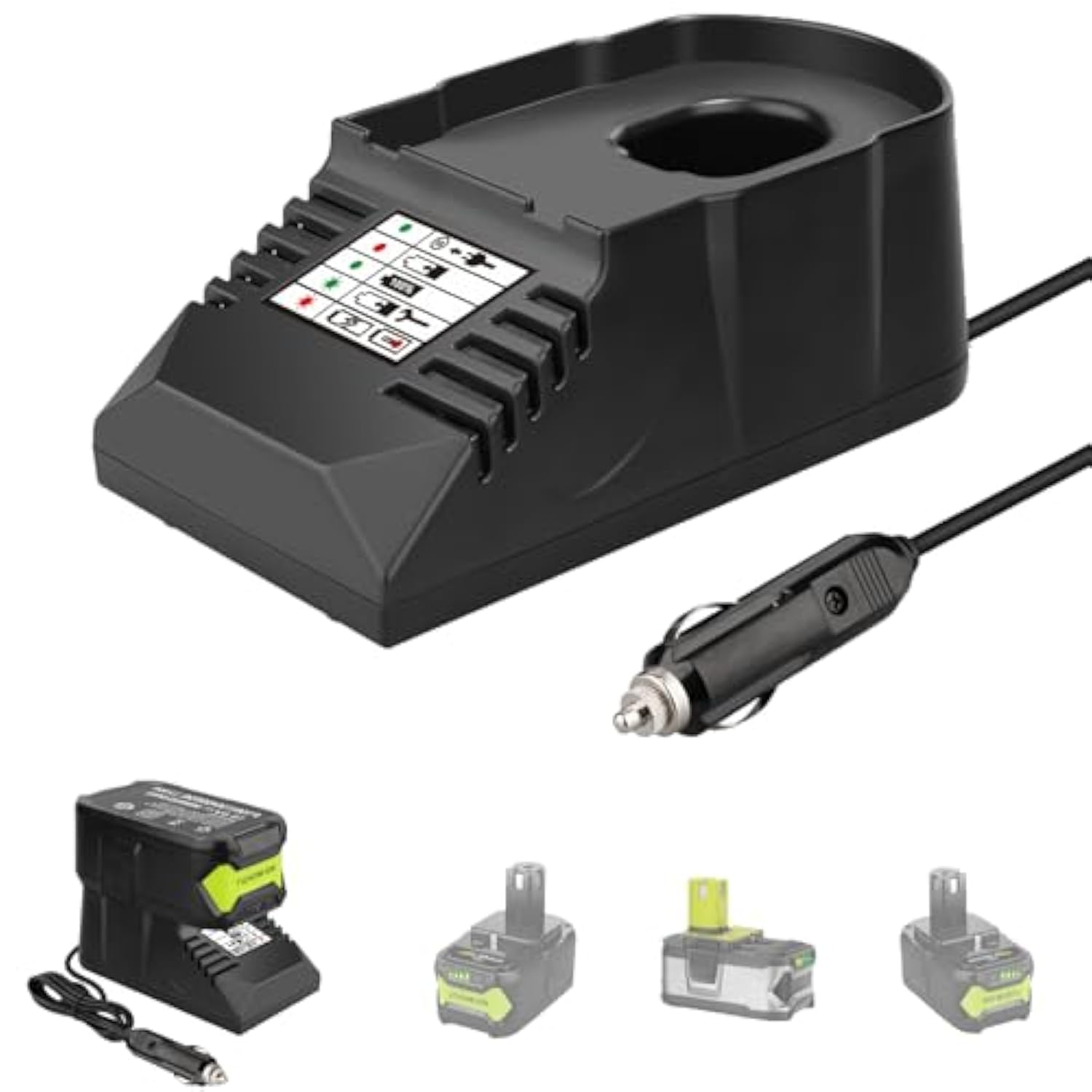 For Black&Decker 20V Lithium Battery Charger Replacement, Car Charger Charge For B&D 20V/For Porter Cable 20V Lithium Battery Mini Charger With Cigarette Lighter Plug Vehicle Charger