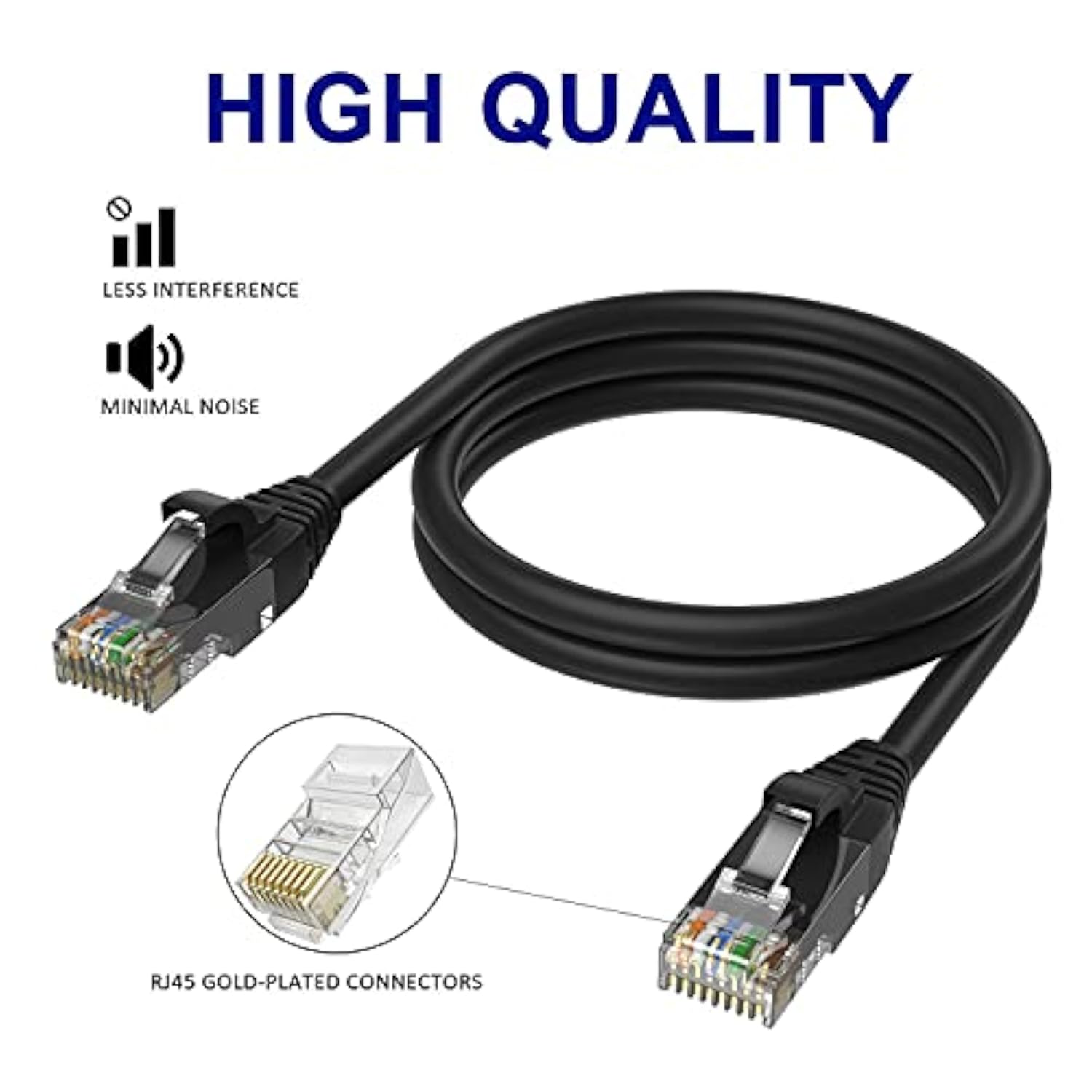 Cat 6 Ethernet Cable 2 Ft-3 Pack-Multi Colors, Gigabit Patch Cord, Soft & Flex