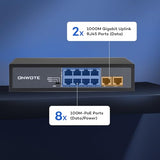 8 Ports 120W(Ac100-240V) Ethernet Poe Switch, 2 X Uplink Gigabit Rj45 Ports, Support 4K 8Mp 5Mp Poe Ip Security Cameras, Add-On Poe Injector To Poe Nvr System