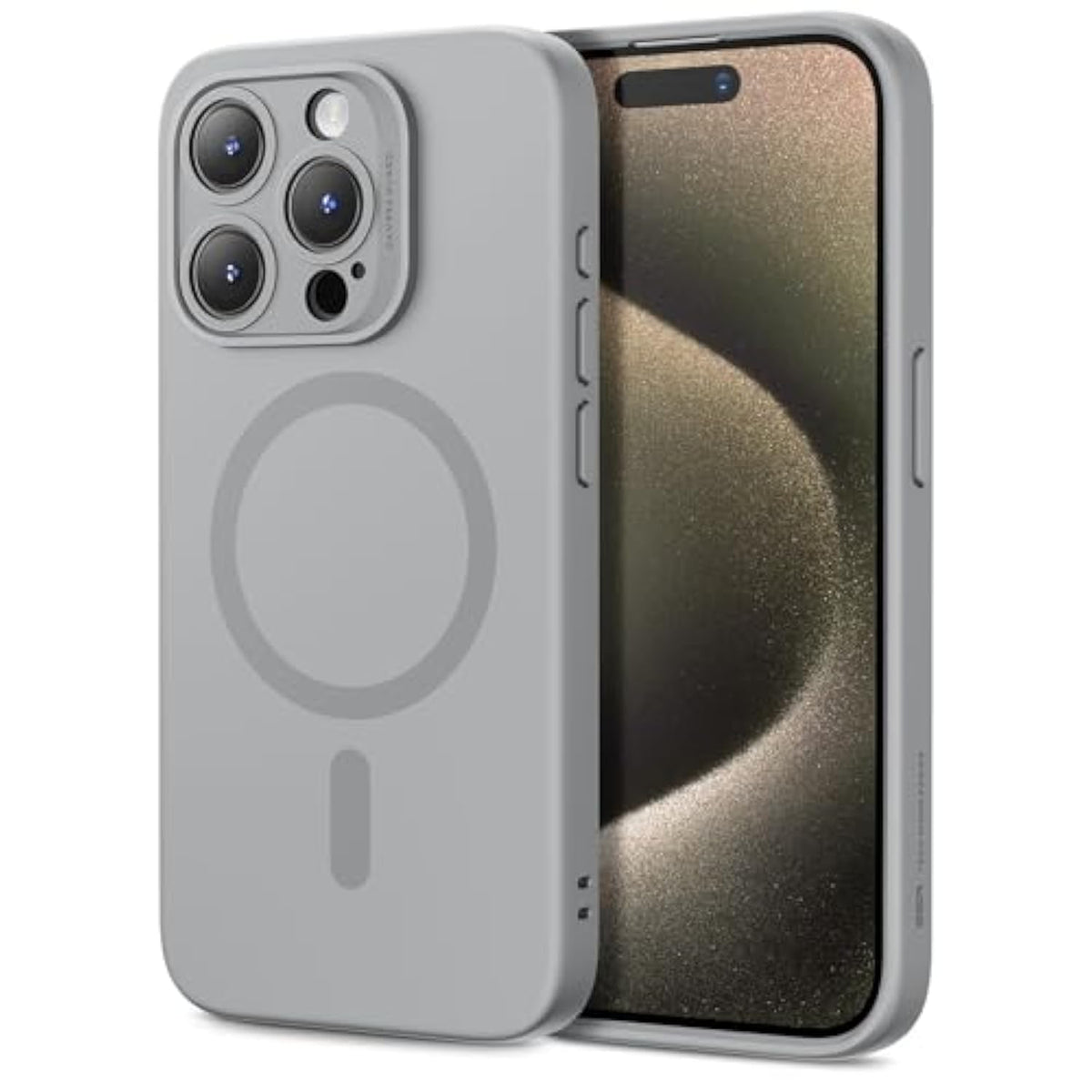 Esr For Case With Magsafe, Supports Magnetic Charging, Slim Liquid Silicone Case, Shock Absorbing, Screen And Camera Protection, Cloud Series, Grey