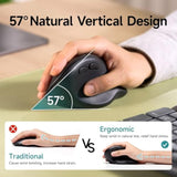 Multi Device Ergonomic Vertical Mouse, Silent Click, 5 Programmable Buttons, 2 Bluetooth 5.0 + 2.4G Wireless Ergo Mice For Medium Large Hands, Compatible With Windows, Mac Os, Laptop, Pc, Black