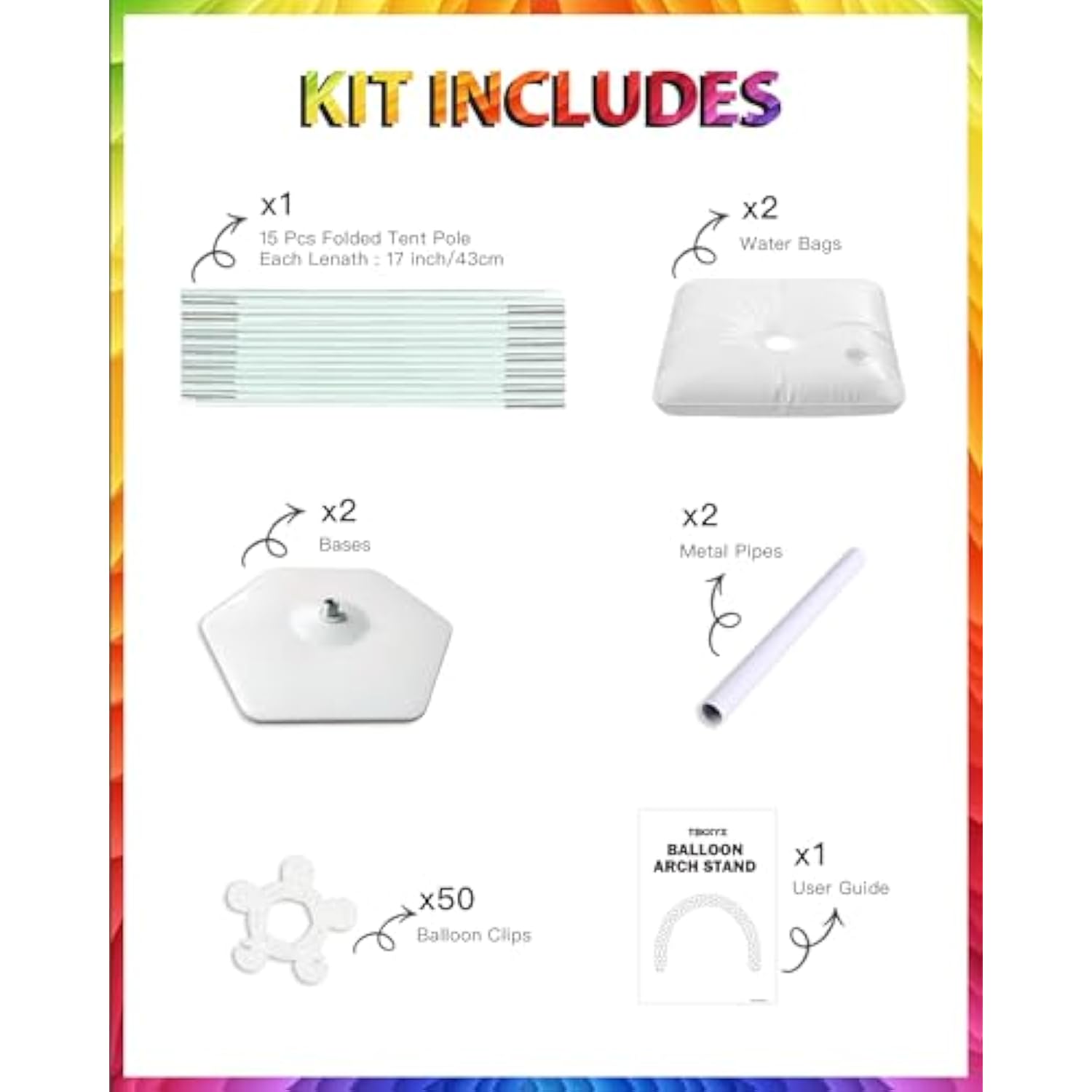 10ft x 7.5ft Adjustable Balloon Arch Frame Stand Kit for Party Decor