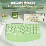 Bow Split Ergonomic Keyboard Wireless With Cushioned Wrist & Palm Rest, Wireless 2.4G/Bluetooth/Wired Usb-C, Comfortable Natural Typing, Compatible With Windows/Mac/Pc/Laptop, Matcha Green