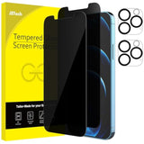 JETech Privacy Screen Protector for iPhone 12 Pro 6.1-Inch with Camera Lens Protector, Anti Spy Tempered Glass Film, 2-Pack Each