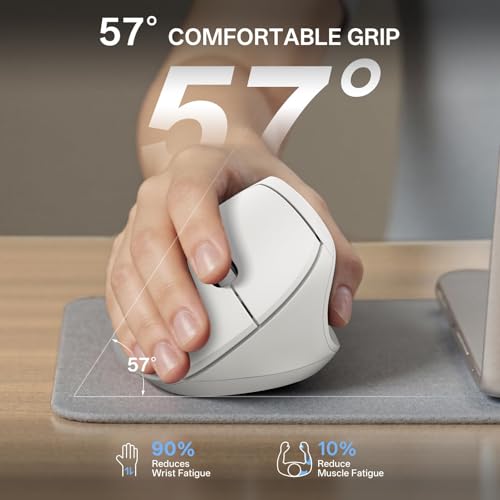 Ergonomic Mouse - Vertical Mouse With 800/1200/1600 Adjustable Dpi, 6 Silent Buttons, Auto Power Saving,Light Weight,2.4Ghz Wireless Mouse For Laptop,Desktop, Pc- White