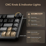 K65 Wireless Mechanical Keyboard, Cnc Knob, Tri-Mode Bt5.0/2.4Ghz/Usb-C Hot Swappable Custom, Pre-Lubed Linear Coconut Switches, Gasket Structure, Rgb Gaming Keyboard, Black-Gold