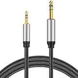 3.5 Mm To 6.35 Mm Audio Cable 6Ft, Gold-Plated Terminal Silver Color Zinc Alloy Housing 3.5Mm 1/8" Male Trs To 6.35Mm 1/4" Male Trs Nylon Braided Stereo Audio Cable For Cellphone,Amplifiers(6Ft/2M)