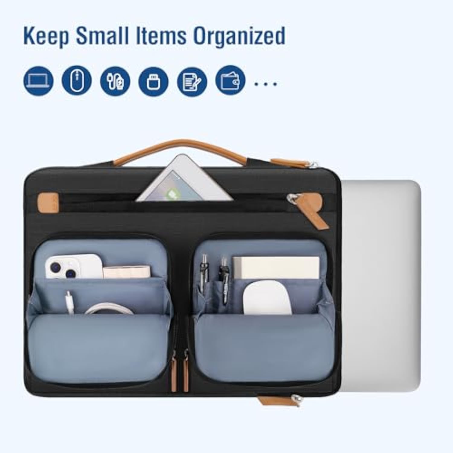 MOSISO 360 Protective Laptop Case 13.3 inch, 13-14 inch Laptop Sleeve Compatible with MacBook Air 13.6/Pro 13/Pro 14,HP Dell ASUS Lenovo, Side Open Carrying Bag with 4 Accessory Pockets & Belt, Black