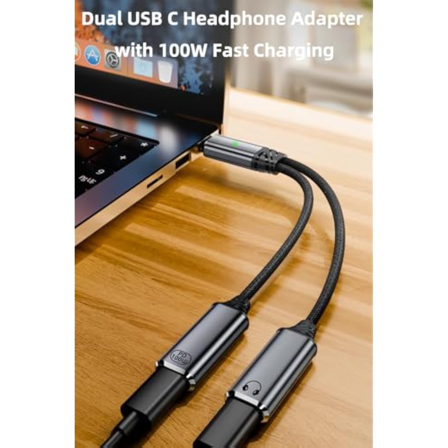 Usb C Splitter, Dual Usb C Headphone And Charger Adapter Audio Dongle Cable With Pd 100W Fast Charging For Iphone 16/15 Series, Ipad, Macbook, Galaxy S24/S23 And More (Grey)