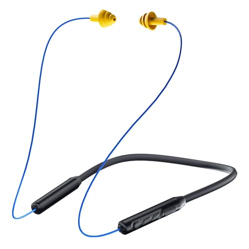 Bluetooth Earplug Headphones, Neckband Wireless Earbuds Earplugs-29Db Noise Reduction Isolating In-Ear Earplug Earphones And Controls,Ipx6 Sweatproof,20+Hour Battery(Blue)