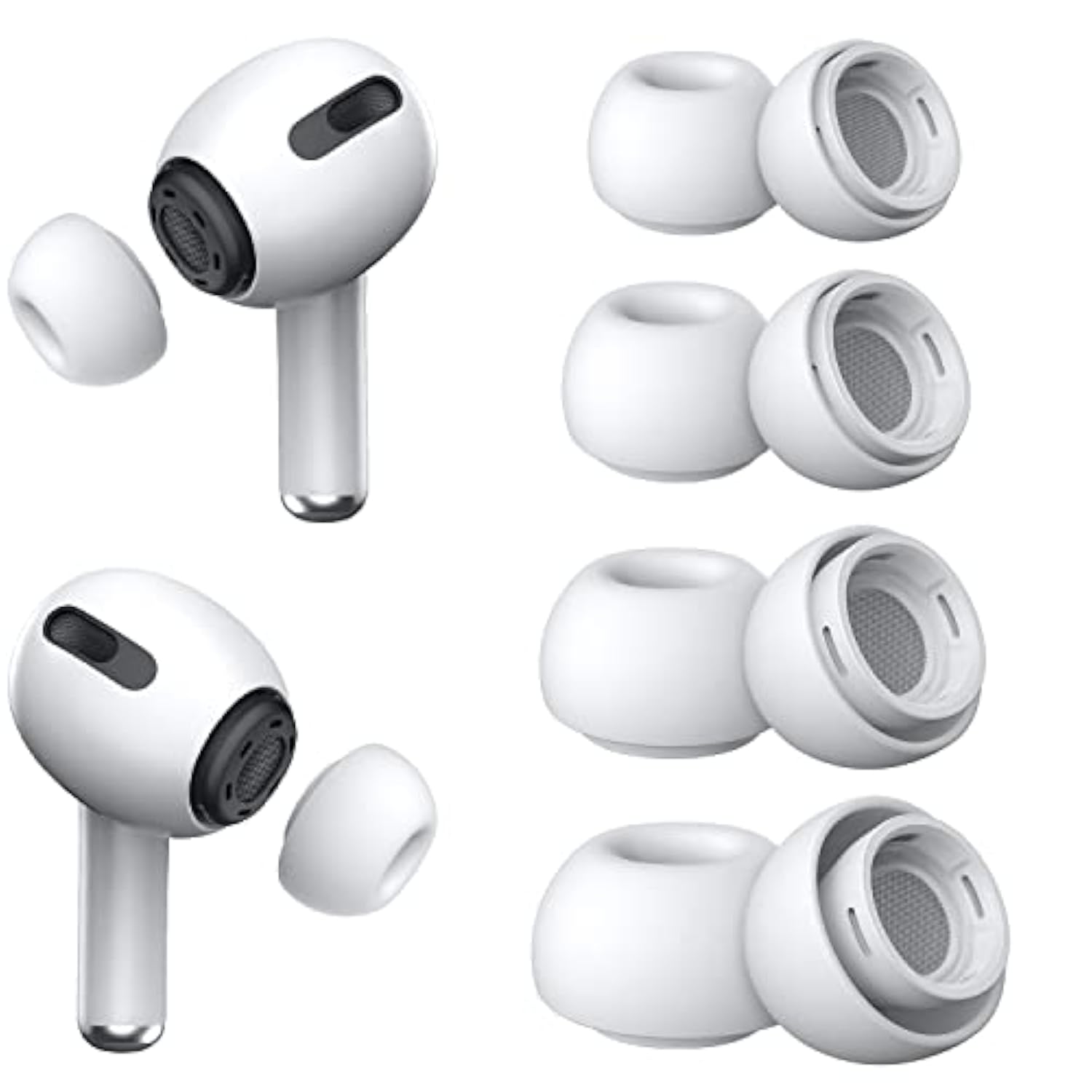 [4 Pairs ] Replacement Ear Tips For Airpods Pro And Airpods Pro 2 With Noise Reduction Hole, Silicone Ear Tips For Airpods Pro With Portable Storage Box And Fit In The Charging Case(Xs/S/M/L)